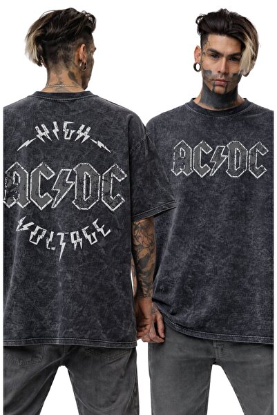 Fuddy Moda Unisex Oversize Μπλουζάκι Ρετρό με στάμπα στην πλάτη της μάρκας ρο...