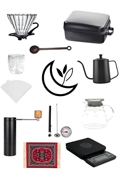 Nisf Alqamar Professional Half Moon Coffee Preparation Tool Set, 11 Pieces