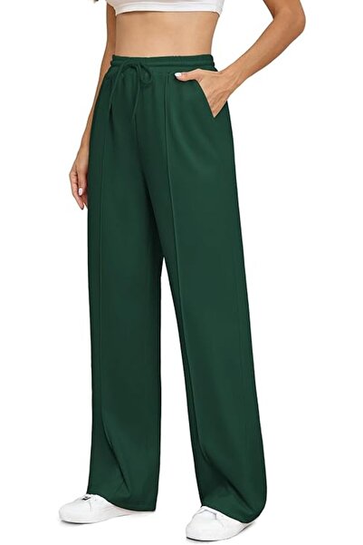 Dotail Γυναικεία παντελόνια BEIGAI, ψηλόμεσα, σε φαρδιά γραμμή, με τσέπες, μέ...