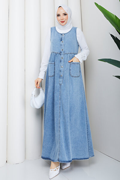 Pamuk Butik Γυναικείο τζιν σαλοπέτ με κουμπιά και κλείσιμο