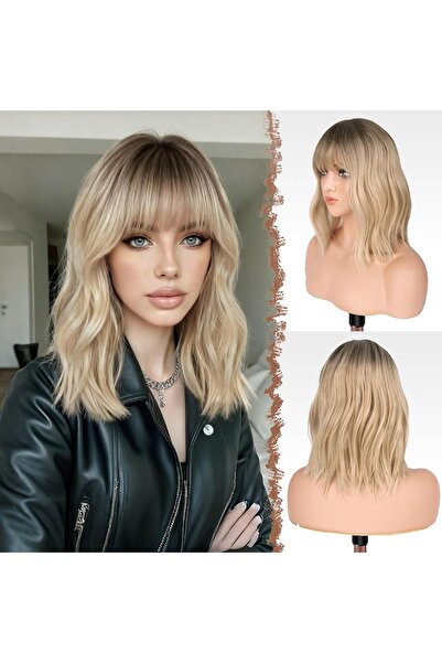 Dotail FESHFEN Γυναικεία Περούκα, Κυματιστό Καρέ με Αφέλειες, Μήκους 35 εκ., ...