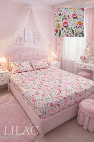 LILAK Double Bed Sheet and Pillowcase Set – Soft Fabric, Stylish Design