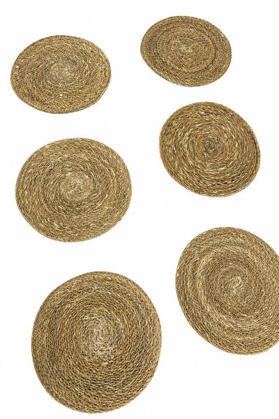 VENON Σετ 6 τεμαχίων από ψάθινα αμερικάνικα σουπλά από φυσική ψάθα και γιούτα...