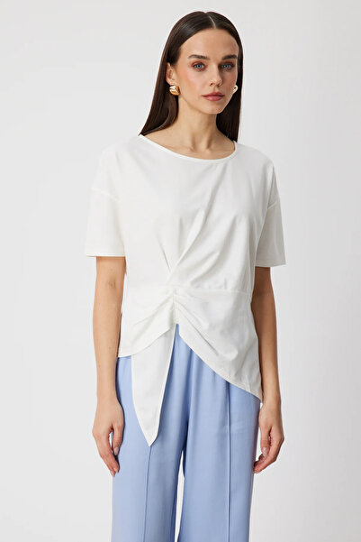 On Fashion On Büzgülü Kısa Kollu Bluz-70440