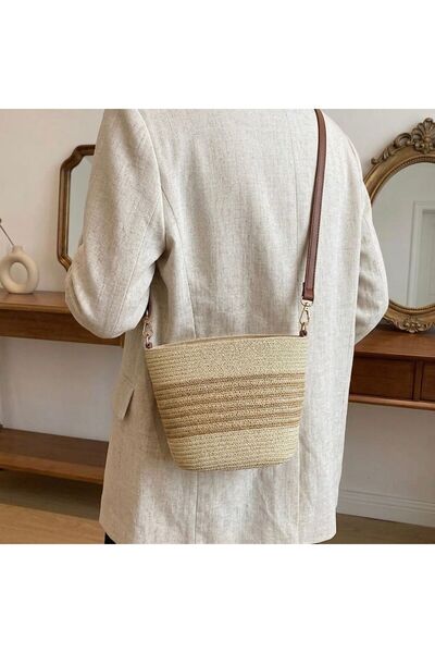 sumoda Women's Straw Bag with Stripe Detail