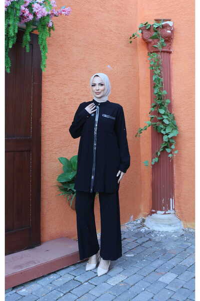 NİSUM MODA Σετ από βαμβακερό λινό με παγιέτες και διακοσμητικά κορδόνια στην ...