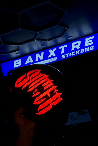 Banxtre Kask için Gotik Yazı Tipiyle Reflektörlü Sinner Kask Sticker Etiket (...