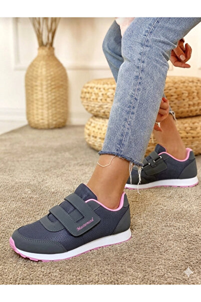 WEBORN Smoked Pink Women's Sneaker Breathable Fabric Velcro Non-Slip Sole Fle...