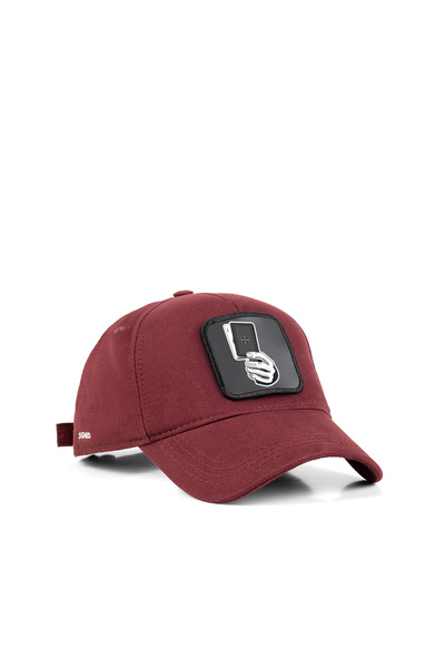A Kart Değiştirilebilir Siyah Patch'li Unisex Bordo Şapka