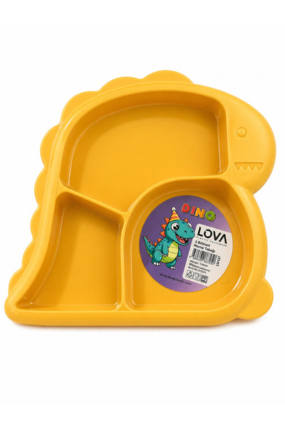 Giya shopping Dino Figürlü Bölmeli Çocuk Tabağı – 3 Bölmeli Mama Tabağı