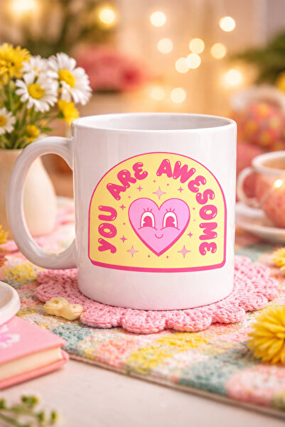 northcity n You Are Awesome Motivational Porcelain Mug Model 187 - Cute Heart...