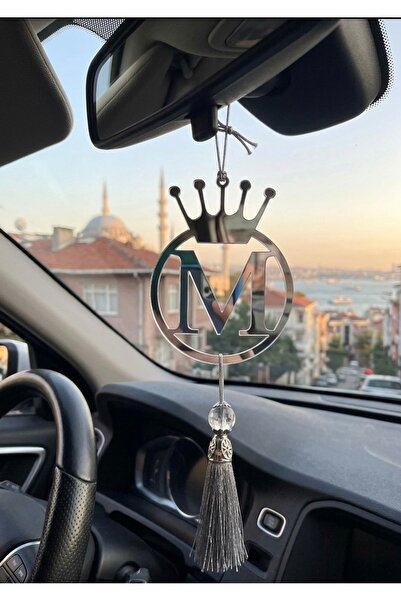 GÜVEN Lazer Kesim Pleksi M Harfi Otomobil Dikiz Aynası Süsü Gümüş Renk