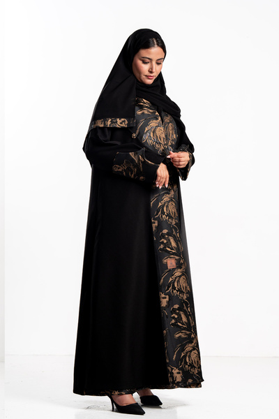 Hasnaa Abaya عباية عهود بجاكر هندي ذهبي غامق