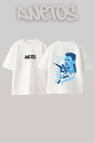 Anetos Tricou oversize alb din bumbac cu imprimeu pe spate Baggio Golazo 1 De...