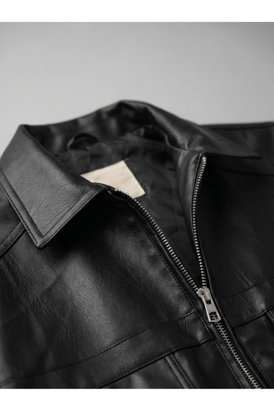 LUMAST Μοντέρνο δερμάτινο μπουφάν σε oversized γραμμή