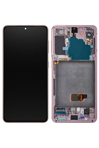 Samsung Дисплей с тъчскрийн за Galaxy S21 5G G991, с рамка, Розово, Сервизен ...