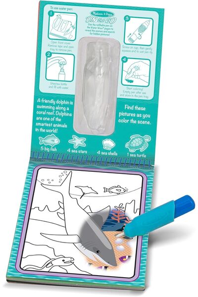 Melissa & Doug واو! الماء! كتاب تلوين مائي قابل لإعادة الاستخدام