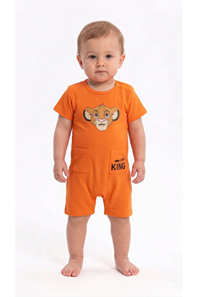Chicsy Baby Erkek Bebek Aslan Baskılı Tulum Yazlık Kısa Kol Pamuklu Şort Tulu...