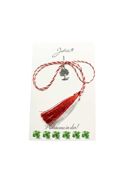 SOHO Martisor Traditional, Jolie, Model Copac, cu Snur Impletit Alb/Rosu, 8.5...