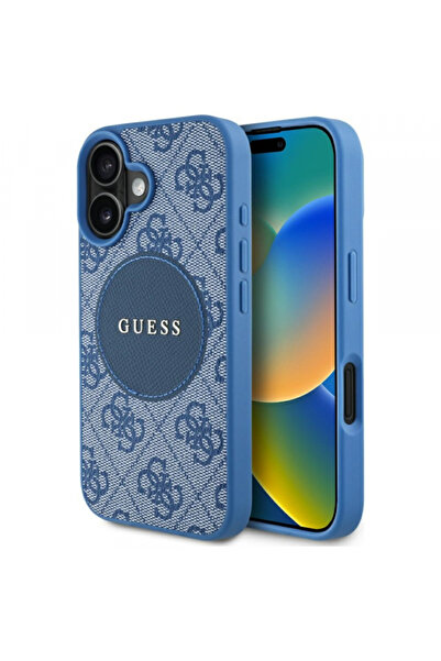 Stef's Cat Θήκη MagSafe για Apple iPhone 16, Guess, 4G Circle Classic Logo, Μπλε