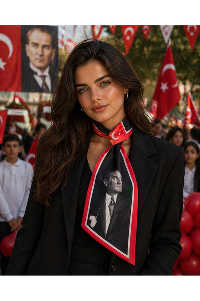 nehir eşarp Eșarfă cu model steag turcesc Ataturk, care se înfășoară pe gât, ...