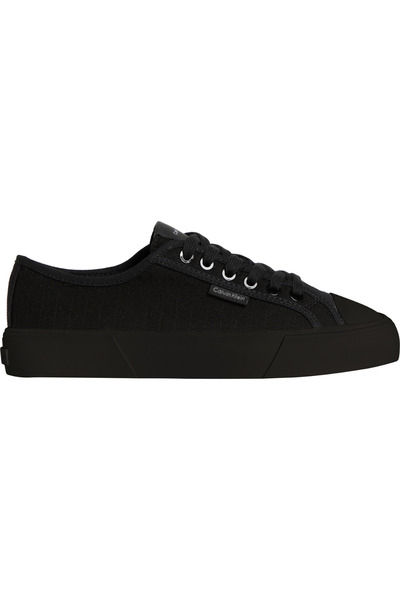 Calvin Klein Women's Vulc Low Laceup Aop Canvas Black Sneaker