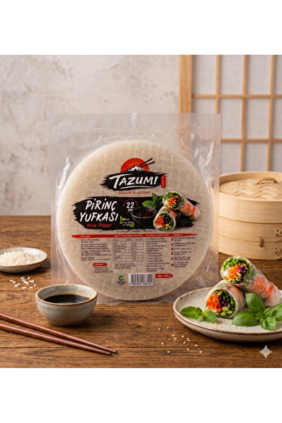 TAZUMI Yeni Kampanyalı Ürün Yeni İthalat Rice Paper Pirinç Yufkası 100 g. 22 cm.