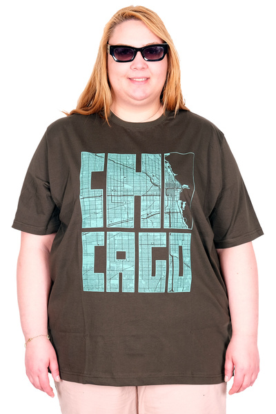 ModeXL Tricou pentru femei Mode XL True Plus Size, cu guler în V, Chicago U26...