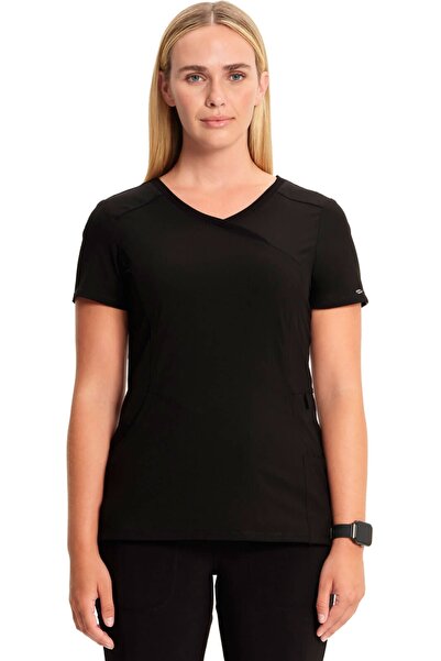 Cherokee UNIFORMS Γυναικεία Ιατρική Μπλούζα Infinity με Εφέ Κρουαζέ, Μαύρη, XS