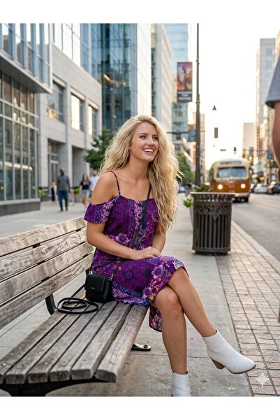 Asel Γυναικείο μαλακό καλοκαιρινό υφαντό φόρεμα με λουράκια που πέφτουν στους...