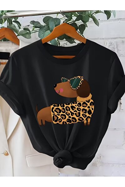 AEMİ Μπλουζάκι Unisex Leopard Dog με στάμπα Oversize