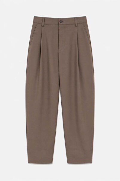 VAMOSCLO Super baggy fit stretch fabric trousers mink