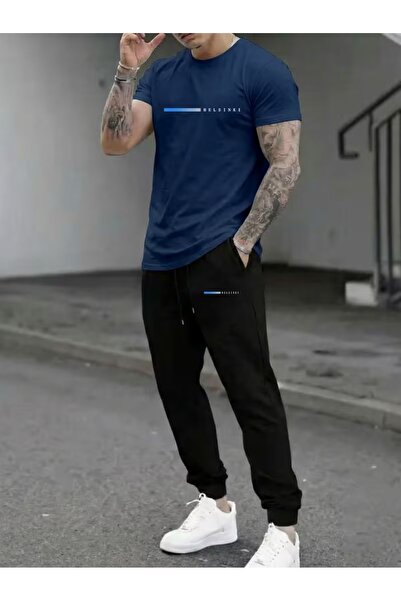 puolikuu Men's Oversize Tracksuit Set Mixed Printed T-Shirt - Tracksuit