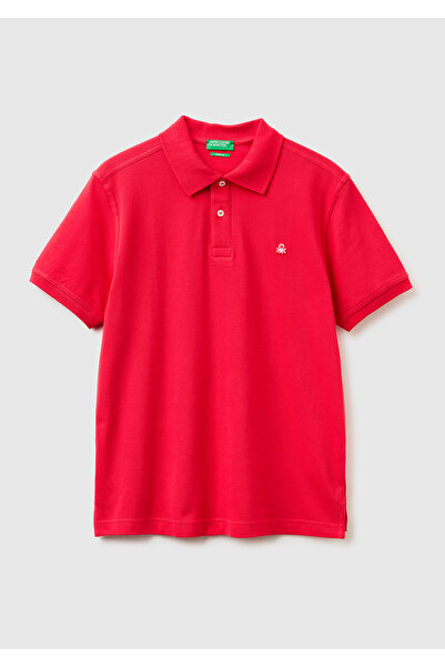United Colors of Benetton Men's Red Regular Fit Short Sleeve Polo T-Shirt