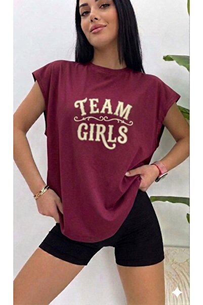 FAVORİST TEAM GIRLS Γυναικείο μπλουζάκι αθλητικού τύπου με στάμπα και μηδενικ...