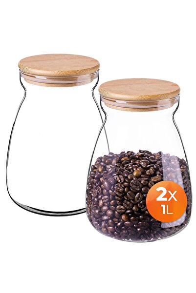 KADAX Recipient de sticlă pentru depozitare, 1000 ml, 2 buc.