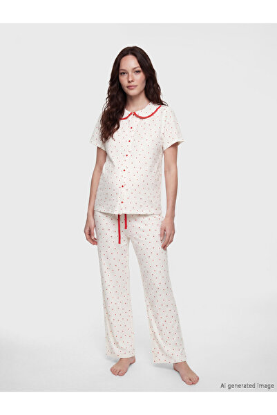 LC Waikiki Peter Pan Collar Polka Dot Maternity Pyjamas Set