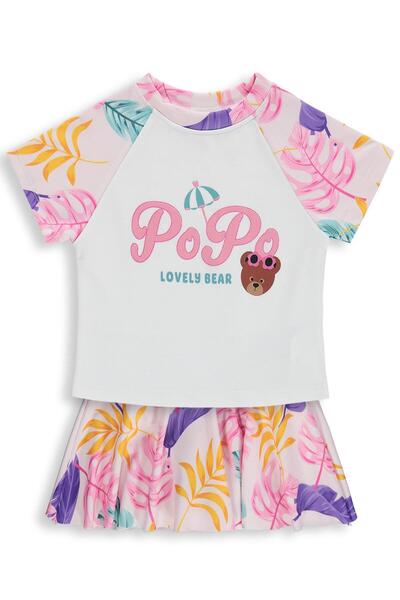 Civil Girls Σετ μαγιό Lovely Bear με στάμπα για 2-12 ετών - Ροζ