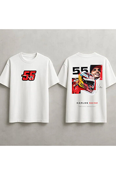 STİL-X Tricou supradimensionat unisex, 100% bumbac, cu imprimeu Carlos Sainz F1