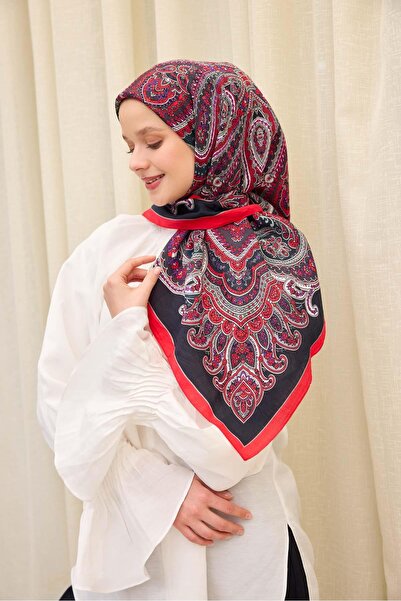 Silk Home Velora Scarf Ethnic Black - Red 90X90