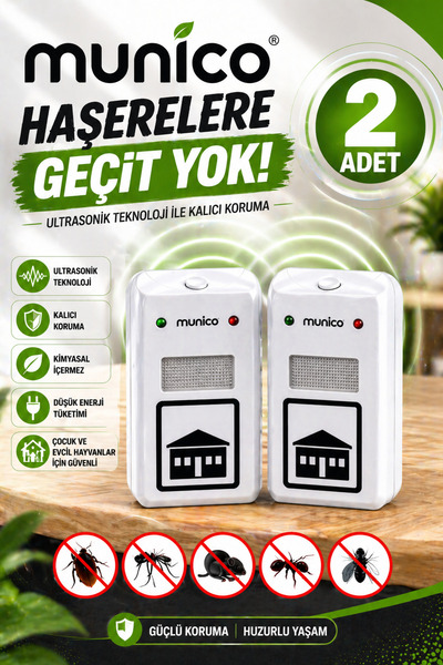 Munico 2 Adet Patentli Elektromanyetik Haşere Kontrol Cihazı – Gece Lambalı P...