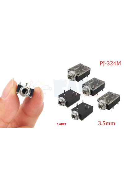 (5 Adet) SoketKonektor Ses Stereo Dişi 3,5mm 5 Pinli Tip ADış Dişli