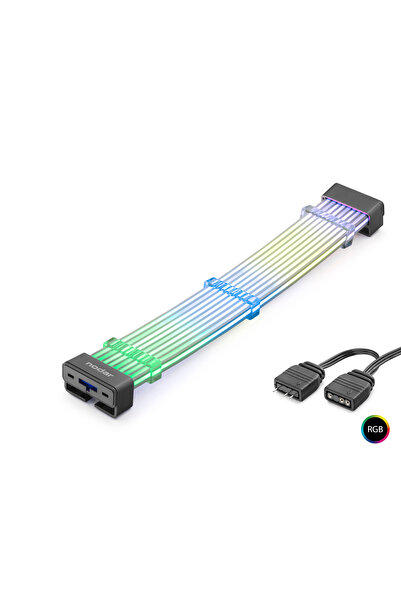 2X8 Pin Argb Pcie Gpu Güç Uzatma Kablosu Bükülebilir 2 Mm 108 Led Siyah Nd2813B