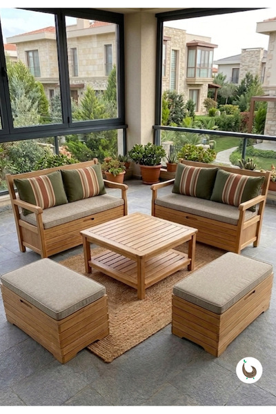 Kunter Mobilya Bahçe/Balkon Sandıklı Bank / Puf Takımı