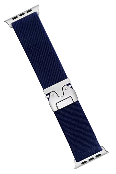 silky glows Premium 42mm Forest Fabric Strap - Navy Blue