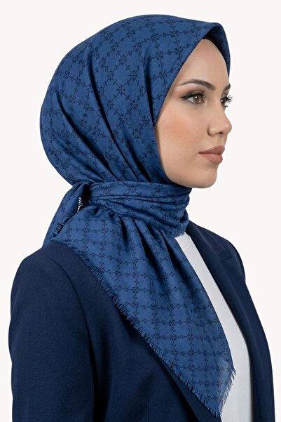 hadiora وشاح نسائي من ساكس باللون الأزرق بنمط تجريدي