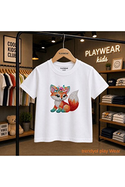 playwear Stoned Fox με λαμπερό τύπωμα 100% παιδικό unisex μπλουζάκι 5 6 -7 8-...