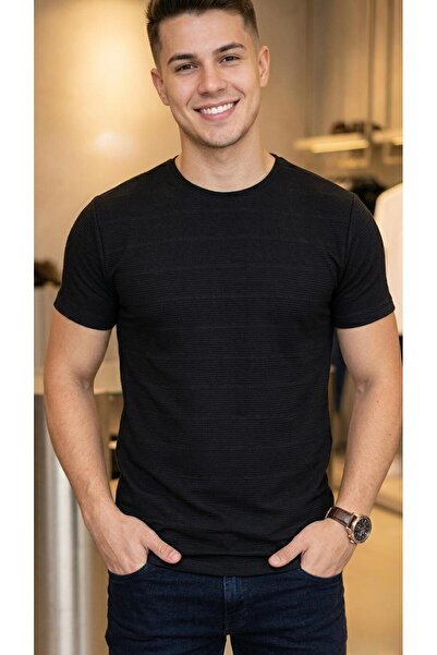 regata Çizgi Patterned Crew Neck Regular Fit Knitted Fine Knit Men's T-Shirt