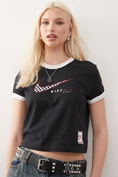 Nike Air Zoom Club SS Tee Moto RGR Womens Black Tshirt Kısa Kollu Kadın Tişör...
