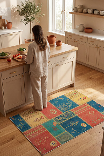 Aden Art Board Dijital Halı | Modern Makinede Yıkanabilir Kaymaz Tabanlı Halı...